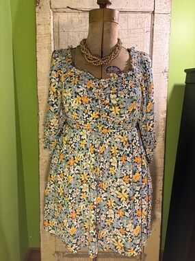 Floral Smocked American Eagle Empire Waist Mini Dress